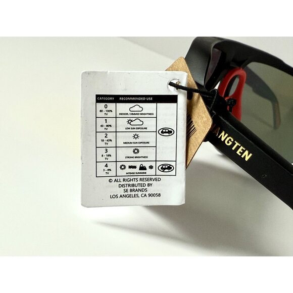 Hang Ten Shield Sunglasses Black Frame Yellow Mirror Lens Sport Unisex 63 16 New - Picture 9 of 9